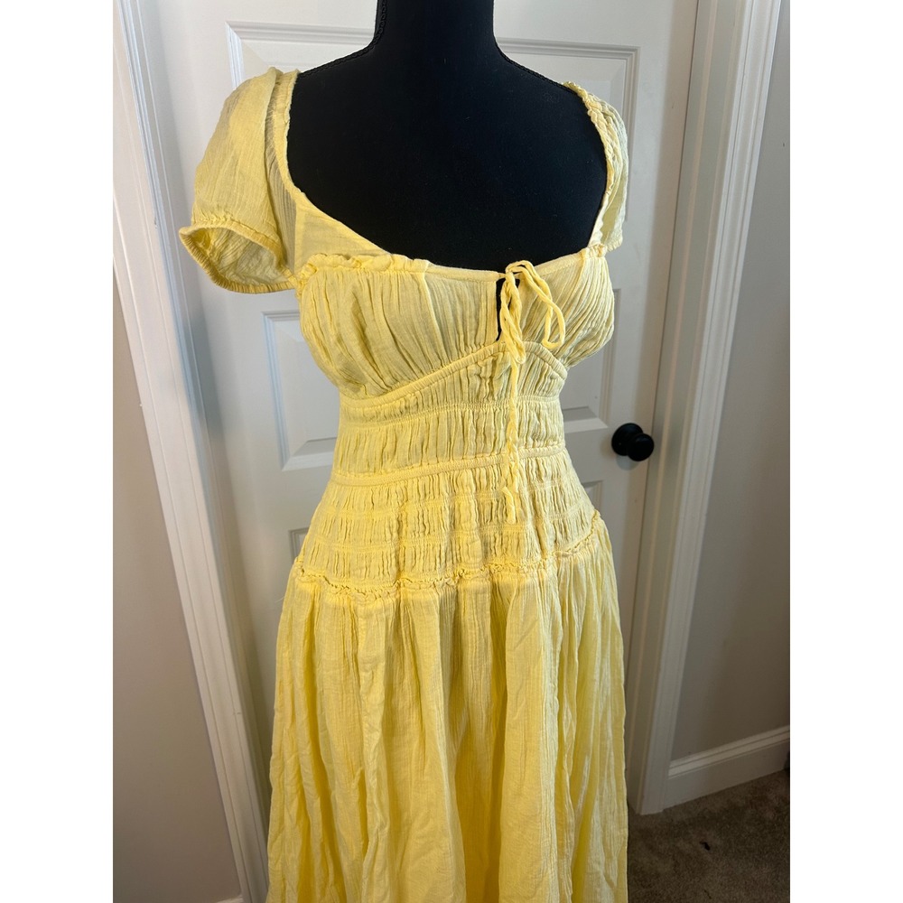 Free People Feeling Bonita Midi Dress M Women Free-est Yellow Cotton Maxi - Picture 5 of 11